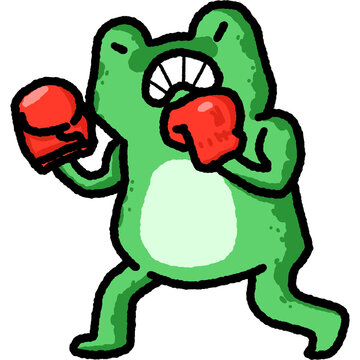 Cartoon Angry Boxing Frog Character