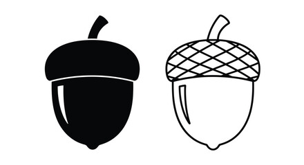 Two acorn illustrations one solid black one with a crosshatched cap © MdEmran