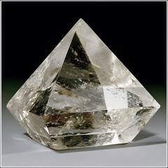 Fototapeta premium Crystalline pyramid structure, clear quartz point, digital art, conceptual energy source