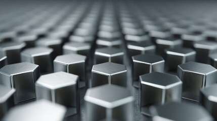 Obraz premium Perfectly aligned rows of miniature metallic cubes