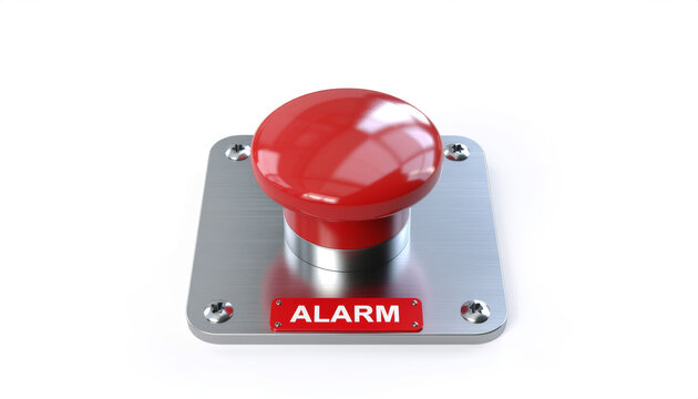 Emergency Red Alarm Button on Metal Panel &ndash; Panic Button Safety System