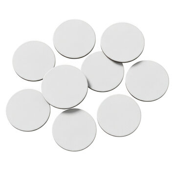 A collection of white circular objects with a smooth and shiny surface.