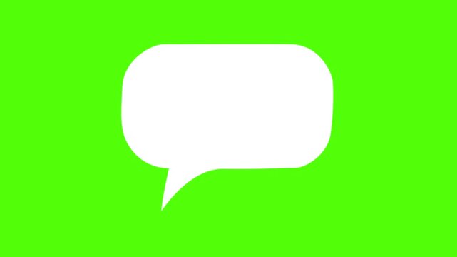 Online bubble chat messages Green Screen chroma key, pop up chat box, Text box, 3d Animation Speech Bubble Alpha channel. message box cartoon animated icon. Motion graphics of message concept