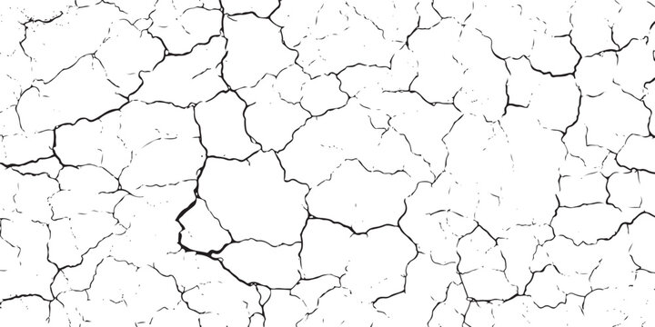 Black cracked pattern on white background texture