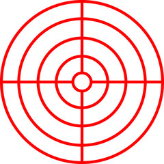 Red concentric circles target bullseye with crosshair isolated on transparent background