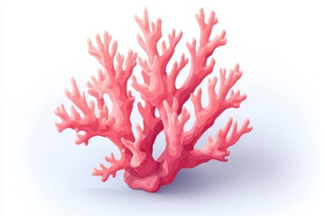 Pixelated Pink Coral Isolated On White Background Detailed Illustration