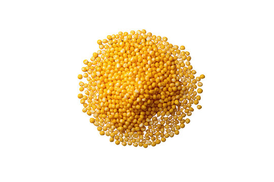 Heap of moong dal, split yellow gram or mung bean lentils, raw healthy indian pulses on transparent background