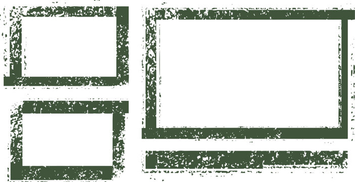 Green distressed frames on white background grunge