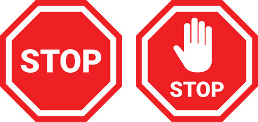 Stop sign hand prohibition warning symbol traffic control safety © Arup