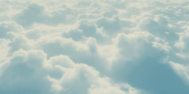 retro sky pattern on old paper background. raster vintage clouds