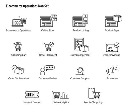 E-commerce Operations Icon Set. / EC運営のためのシンプルなベクターアイコンセット。