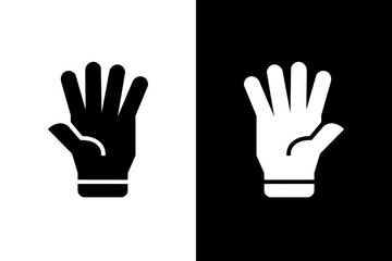 Obraz premium five finger hand gesture icon, black and wahite concept flat outline vector design