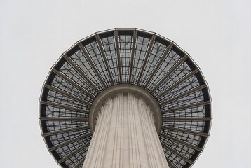 Naklejka premium A circular ventilation system rising from a building’s base.