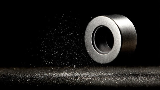 Powerful electromagnet with metallic core and scattered particles