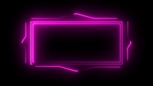 Neon abstract glowing box icon rectangle border frame in the shape rectangle glowing icon .Glowing neon square rectangle picture frame animated icon. 4k