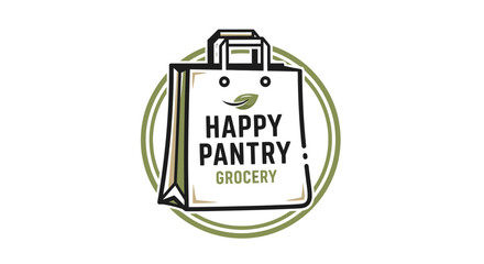 Happy Pantry Grocery Shopping Bag Logo.