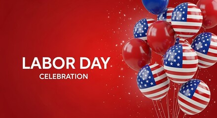 Fototapeta premium Happy labor day celebration with american flag balloons