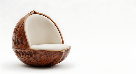 Almond‑Shaped Luxury Lounge Chair with Textured Wood Finish, sofa