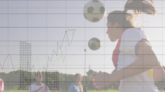 Vertical video: Coach cue, team doing headers during training, overlaying animated bars tracking %