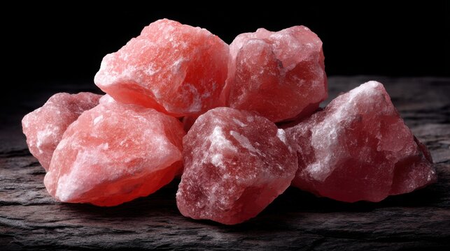 Close Up of Rough Pink Himalayan Salt Crystals Showing Their Natural Mineral Texture