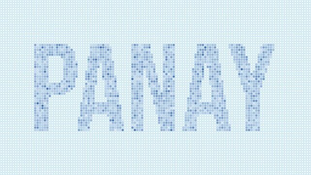 Panay dotted map animation. Digital style shape of the island. Panay shape and title blue dots appear with flickering effect. Philippines. Modern Intro, outro, title, logo video.