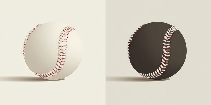 Baseball Contrast Comparison White And Black Balls Against Neutral Background Shadow