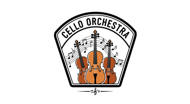 Cello Orchestra Musical Instruments Logo Design.