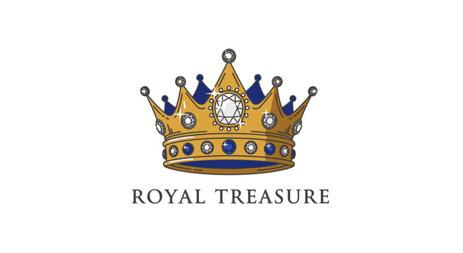 Golden crown with blue jewels.