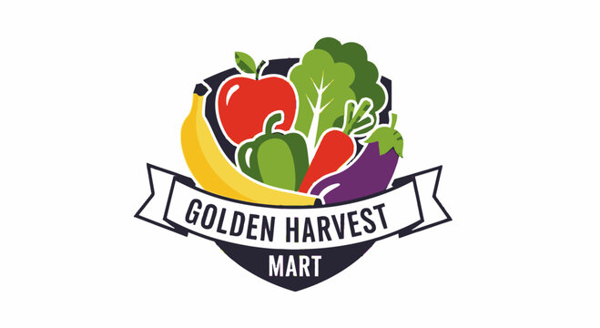 Golden Harvest Mart logo with vegetables.