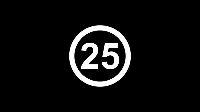Speed limit sign 25 m p h on black background, road safety traffic sign, driving regulation symbol, urban traffic control, modern