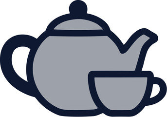 Obraz premium Simple Outline Teapot and Cup Illustration Drinkware Object Still Life