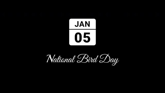 Animated Calendar Icon January 5th Date White National Bird Day Isolated On Black Background