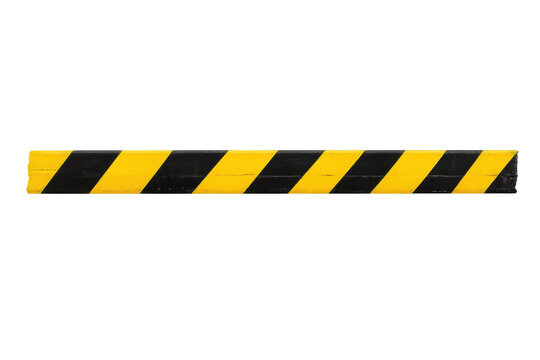 Yellow caution stripes danger warning barrier on transparent background