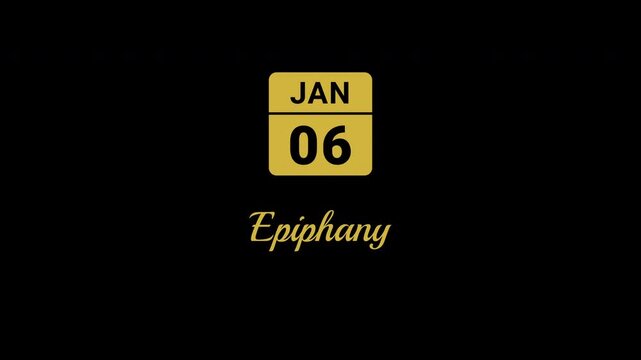 Animated Calendar Icon January 6th Date Epiphany Metallic Gold Isolated On Black Background