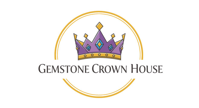 Purple crown with gold accents logo.