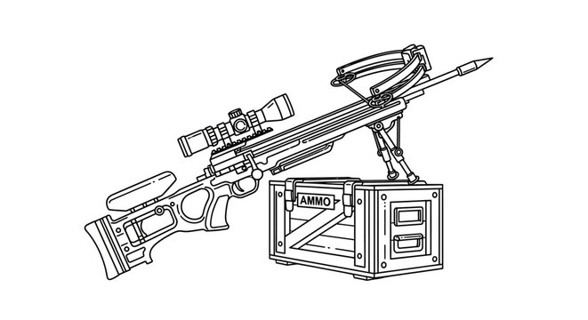 Sniper Crossbow with Ammo Crate, Tactical Weapon, Hunting Gear, Military Equipment