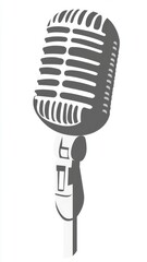 Fototapeta premium Professional vocal microphone on contrasting black and white studio background for recording.