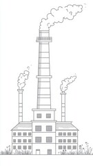 Obraz premium Industrial manufacturing plant emitting smoke into the atmosphere environmental impact and pollution concerns.
