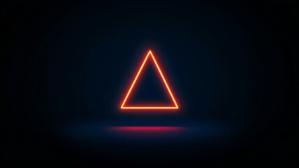 Vibrant neon triangle illuminated against a deep dark and mysterious background setting.