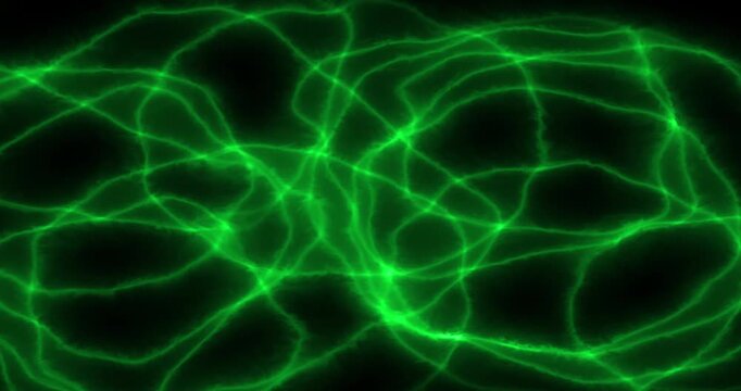 An abstract network of intertwining lines resembles the structure of neural connections. The dynamics of the composition creates a sense of lively, pulsating interaction of elements.