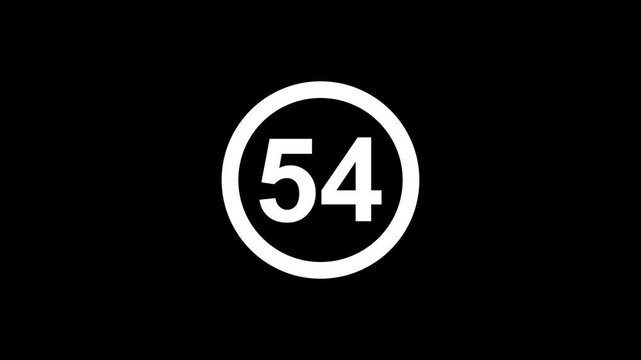 Black background with white circular featuring the number 54 in bold font business presentations infographics and minimalist projects