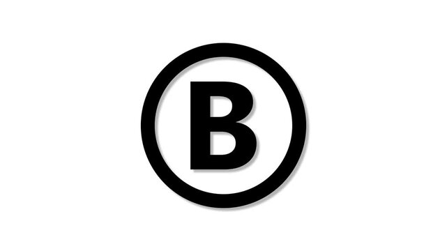 Black and white letter b inside a circle on a plain white background conceptualizing minimalist and modern typography for branding and