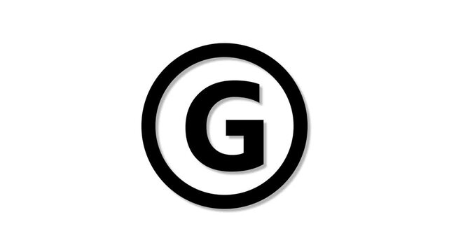 Copyright symbol letter g in circle isolated on white background closeup view of intellectual property concept symbol for copyright