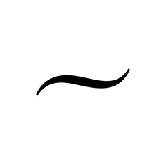 Single, perfectly rendered black calligraphic tilde symbol, an elegant swoosh displaying perfect b&eacute;zier geometry, isolated on an immaculate white background. Concept of minimalist vector typography