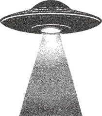 Alien vintage y2k stipple art, galaxy halftone stipple brutalist retro vector png with transparent background, orbit 2000s aesthetic photocopy effect tattoo © HoneyPunch