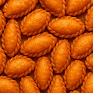 Traditional Indian Khaja sweet pastry pattern with crispy layered texture