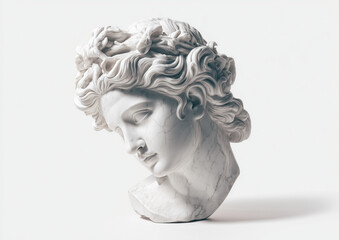 Obraz premium white antique female statue head, isolated on a white background, high-resolution photography.