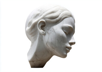 Obraz premium white antique female statue head, isolated on a white background, high-resolution photography.
