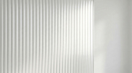Obraz premium Minimalist white ribbed glass panel background with copy space