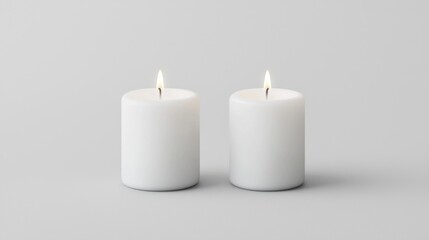 Two white candles with flickering flames.